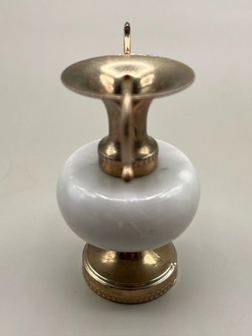 Vintage White Onyx and Gold Ceramic Accent Bud Vase - Decorative Vase